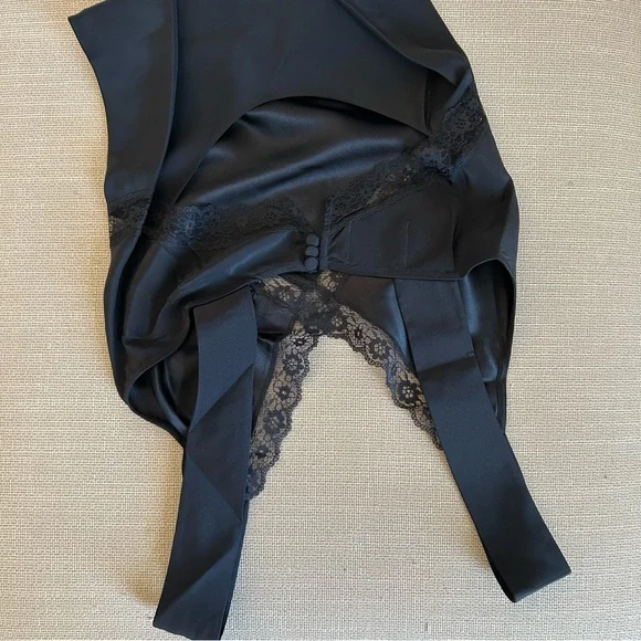 Reformation Provence Silk Midi Dress - Black Noir Lace Trim Soft Cocktail Party - Picture 8 of 12